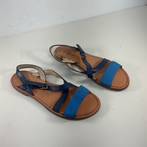 Cole Haan Blue Leather Slingback Flat Sandals Women's Size 9 Preowned